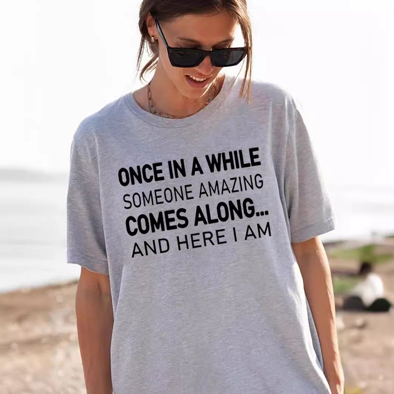 Foreign trade Independent Station Women's top Round Neck Slogan Printed Short-sleeved t-shirt - Image 4