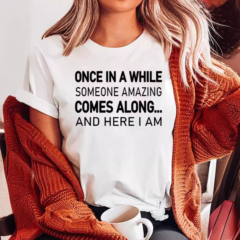 Foreign trade Independent Station Women's top Round Neck Slogan Printed Short-sleeved t-shirt - Image 2