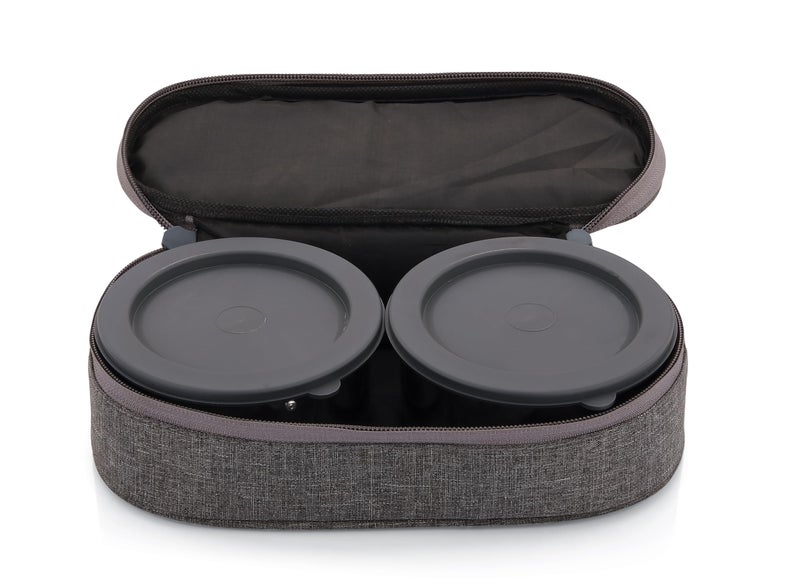 Praylady Lunchmate | Stainless Steel 2-Container Insulated Lunch Box with Food-Grade Silicone Lid | Leak-Proof, Hot & Cold Tiffin with Bag | Keeps Food Fresh & Warm (300ML) - Image 2