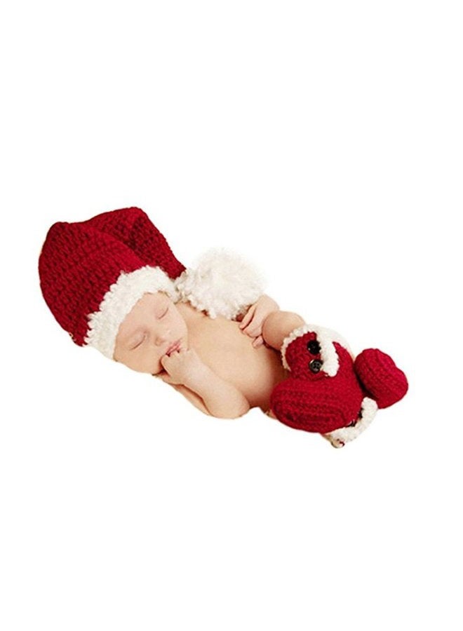 Vedory Christmas Newborn Baby Photo Shoot Props Outfits Crochet Clothes Santa Claus Red Hat Boots Photography Props - Image 1