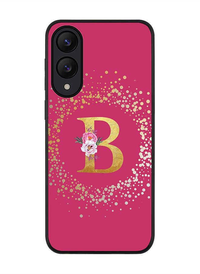 Stylizedd For Samsung Galaxy S25 Edge Case,Slim fit Camera Protection, Shockproof Thin Phone cover  - Custom Monogram Floral - B ( Deep Pink )