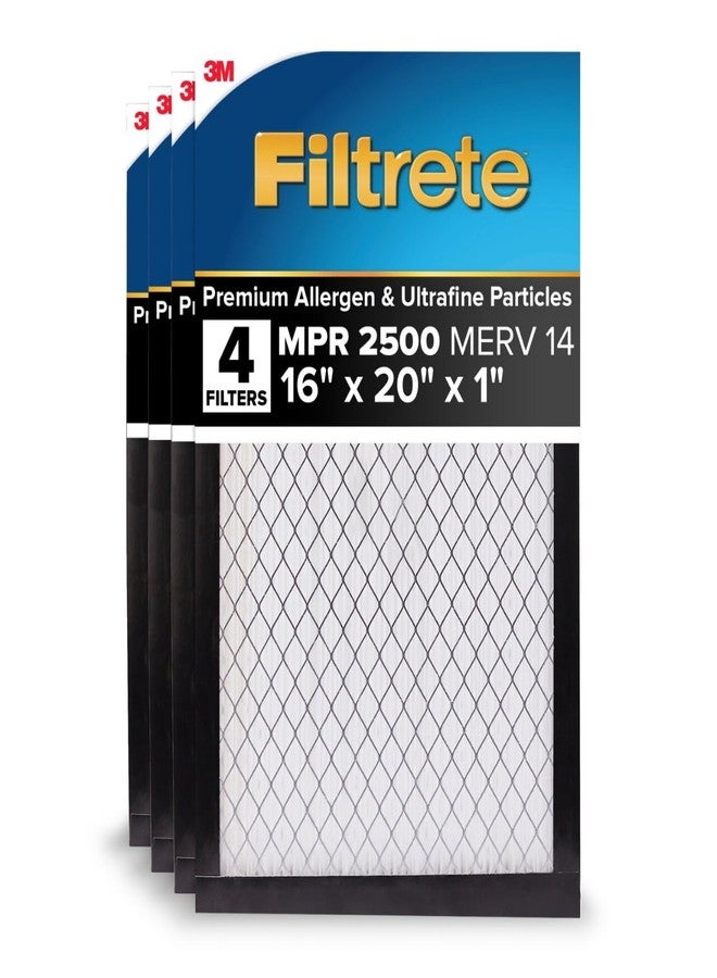 فلتريت فلتر هواء مكيف الهواء من Filtrete مقاس 16x20x1، MERV 14، MPR 2500، فلتر ممتاز فائق الدقة، فلتر تنظيف هواء مطوي مقاس 1 بوصة، عبوة من 4 قطع (الحجم الفعلي 40.6 سم × 50.8 سم × 2.5 سم) - Image 1