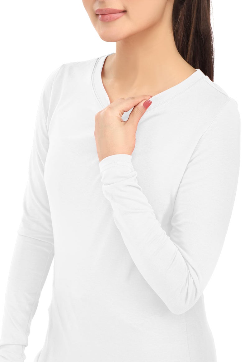 NY Threads Womens Under Scrub Slim Fit Long Sleeve T-Shirt Underscrub Comfort Tee, Large, White - Image 3
