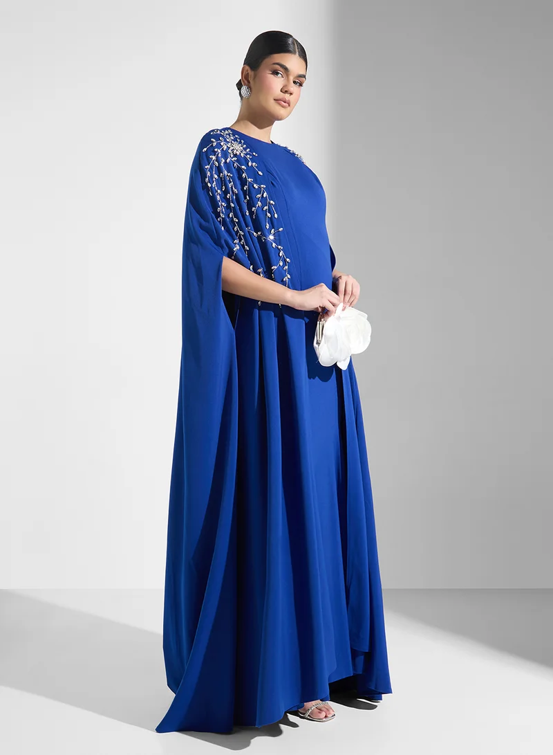 Akadia Fashion EMBELLISHED CAPE 2PCS CREPE DRESS