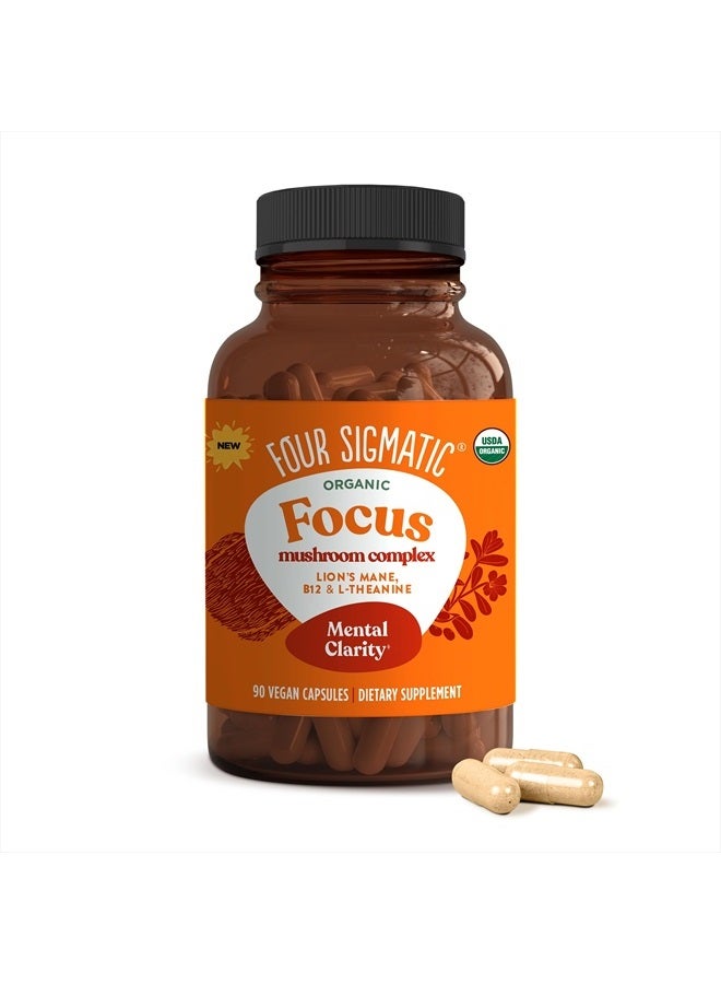 Four Sigmatic Focus Capsules | Lion's Mane Supplement Capsules | Brain Boosting Complex with Ashwagandha, Bacopa Monnieri & Rhodiola | Vegan Nootropic Adaptogen & Mushroom Supplement | 30 Servings - Image 2
