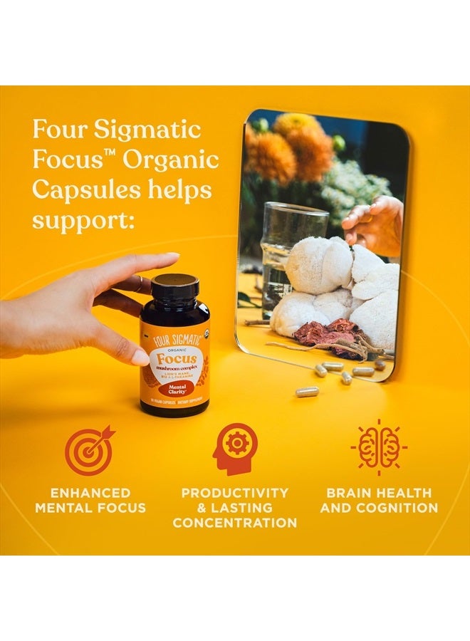 Four Sigmatic Focus Capsules | Lion's Mane Supplement Capsules | Brain Boosting Complex with Ashwagandha, Bacopa Monnieri & Rhodiola | Vegan Nootropic Adaptogen & Mushroom Supplement | 30 Servings - Image 4
