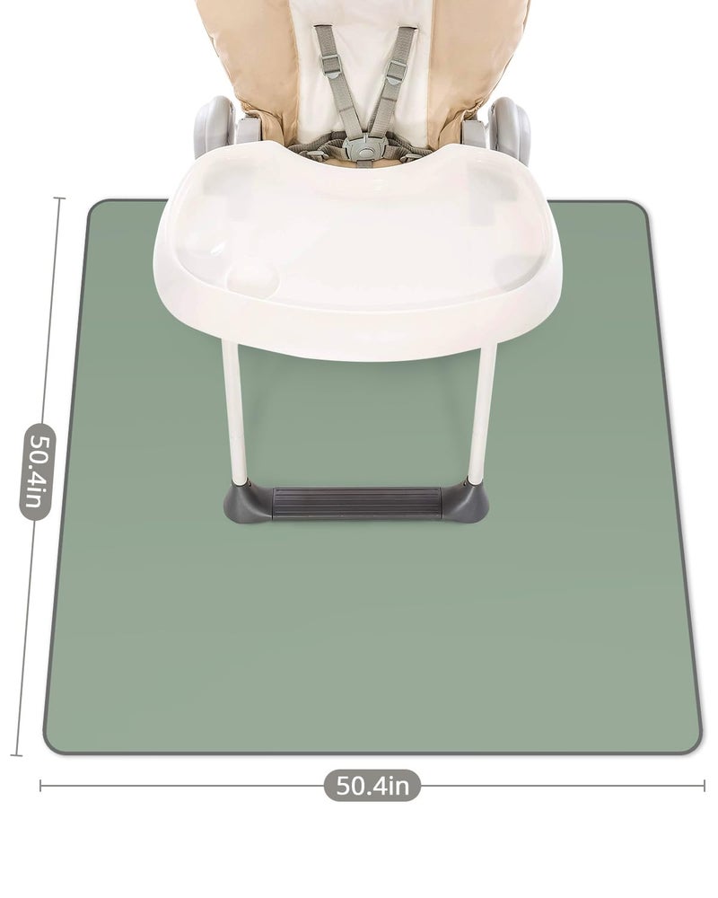 Blissful Diary Baby Splat Mat for Under High Chair, 50.4 x 50.4 Inch Wipeable Splash Mat, Waterproof and Washable, Anti-Slip Floor Protector, Sage Green - Image 3