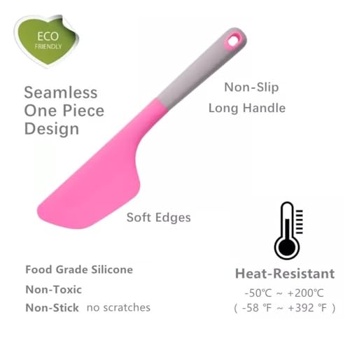 Baskety Silicone Spatula Multipurpose Kitchen Baking Tool for Cake, Cream, Butter & Mixing Silicone Utensil (Dark Pink, Pack of 1) - Image 4