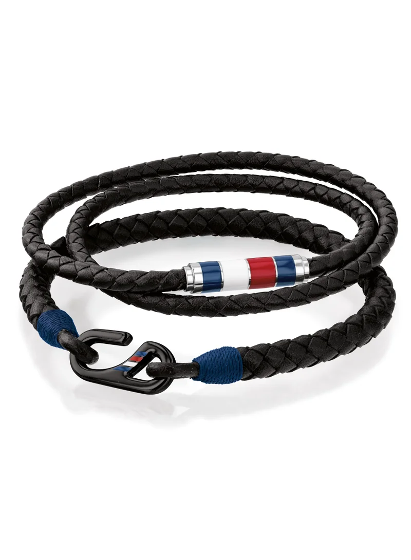 تومي هيلفيغر Tommy Hilfiger Men's Multicolor Leather & Steel Bracelet - 2790056