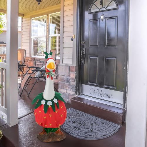 Arrowbash Strawberry Porch Goose Outfits, Strawberry Lawn Statue Clothes for 23'' Goose - Ideal for Summer Yard Outdoor Garden Patio Party Decoration - Image 4