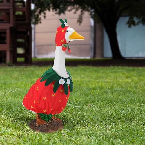 Arrowbash Strawberry Porch Goose Outfits, Strawberry Lawn Statue Clothes for 23'' Goose - Ideal for Summer Yard Outdoor Garden Patio Party Decoration - Image 5