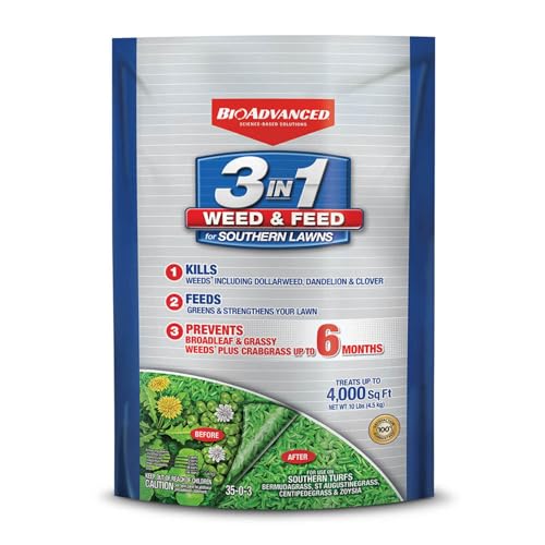 BioAdvanced 3-in-1 Weed and Feed for Southern Lawns, Granules, 10 lb, Outdoor Weed Killer, Lawn Fertilizer - Image 1