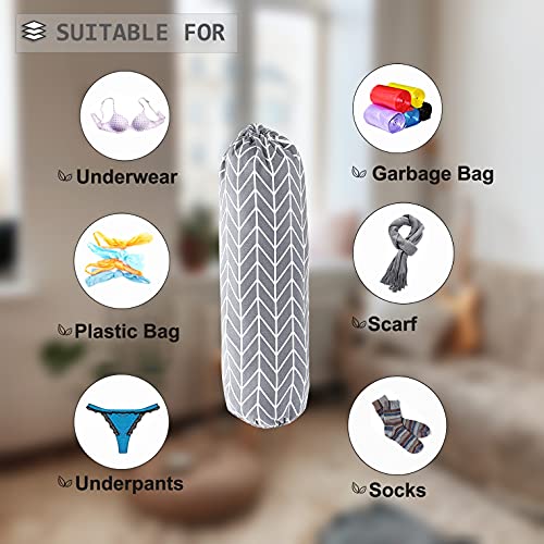 SYIPO Wall Mount Plastic Grocery Bag Organizer/Holder,Washable Shopping Bags Carrier,Storage Dispenser ​for Home Kitchen Travelling, Free Adjustment with Drawstring, Large, Gray, 22x9" - Image 5