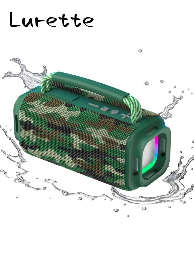 Portable Wireless Bluetooth Speaker with HD Sound, Bluetooth 5.4, 15W Dual Speaker, 16H Playtime, IPX7 Waterproof and Drop-Proof, TWS Pairing, for Outdoor/Home/Party/Beach (Square) - Military Green - Image 1