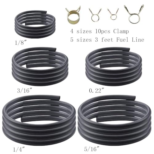 AloneGoer 3 Feet 1/8" 3/16" 0.22" 1/4" 5/16" ID Fuel Line Gas Tube Hose Compatible with Kawasaki EZGO Snowmobile Lawn Mowers Tractors Bike Scooter ATV Golf Cart Motorcycle w 40PCS Clips - Image 2