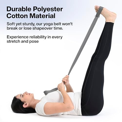 FOVERA Yoga Belt for Women and Men - 8 Feet Yoga Strap with Adjustable D-Ring Buckle - Durable Polyester Cotton Material - Perfect for Stretching, Yoga, and Therapy - Image 4