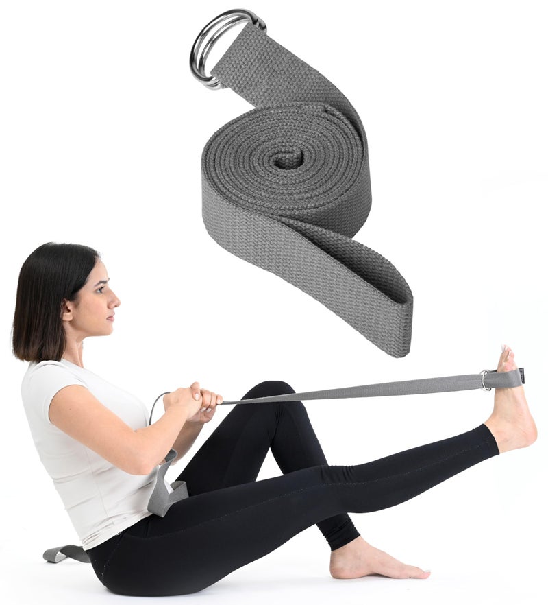 FOVERA Yoga Belt for Women and Men - 8 Feet Yoga Strap with Adjustable D-Ring Buckle - Durable Polyester Cotton Material - Perfect for Stretching, Yoga, and Therapy - Image 1