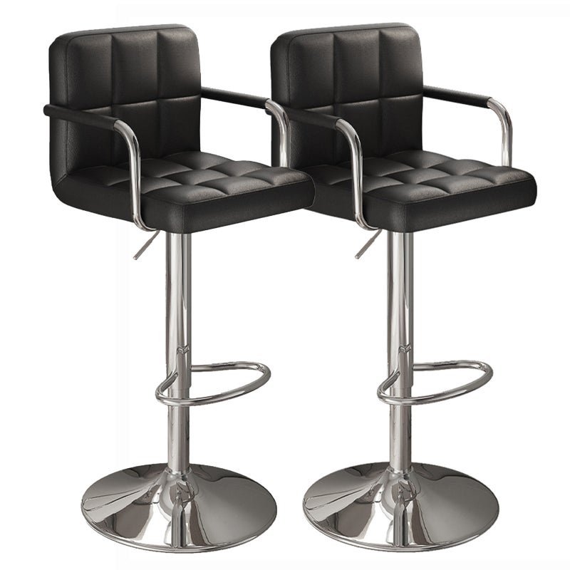 Sharpdo 2-Piece Bar Stool Set, Nappa Leather High Back Bar Stool, Comfortable Adjustable High Bar Stool, 360° Rotation with Armrests, Suitable for Home Kitchen Counter Restaurant High Stool - Image 1