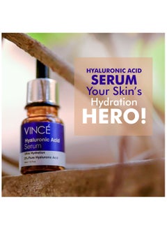 VINCE Hyaluronic Acid Serum – 2% Pure Hyaluronic Acid with Pro-Vitamin B5 for Intense Hydration, Soothes Redness, Reduces Wrinkles, and Retains Moisture – Brightens and Evens Skin Tone, 30ml  - Image 2