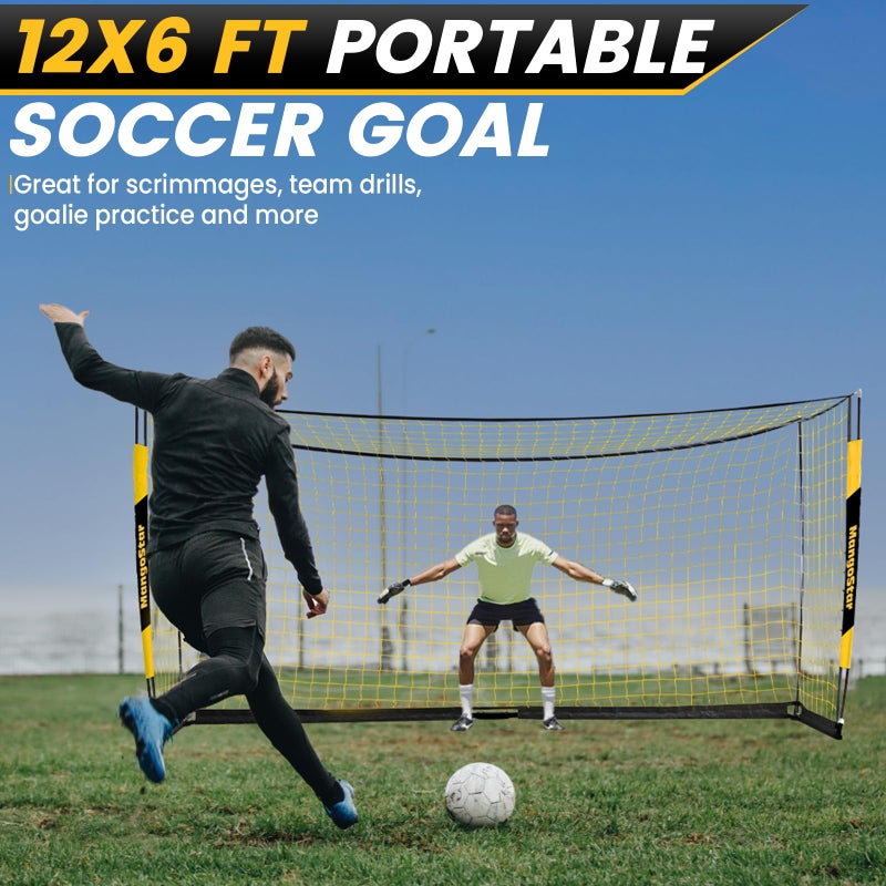 MangoStar Soccer Goal, 12X6 FT Soccer Goal for Backyard Portable Net Collapsible Metal Base, Quick Set Up Soccer Net for Indoor Outdoor Practice Training with Carry Bag - Image 3