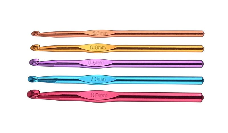 NTGS HardAnodized Aluminum Multicolor Crochet Hooks Needle Pack of 5 550 to 80 mm for Sewing Craft Yarn Sweater Woolen Cloth