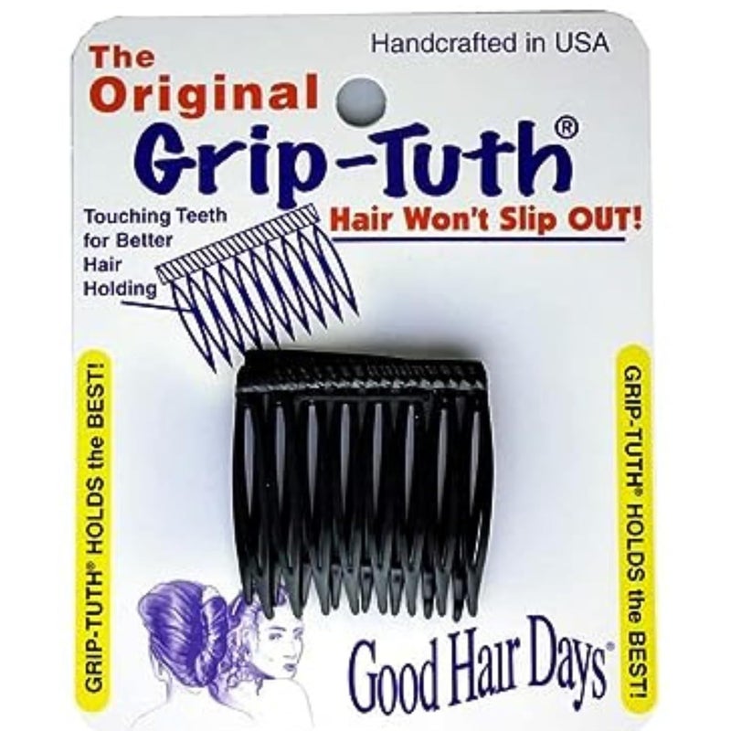 Good Hair Days GripTuth Combs  Set Of 2 Hair Side Combs  Hair Combs For All Types Of Hair  Decorative  Hair Styling Women Accessories Black 1   Wide