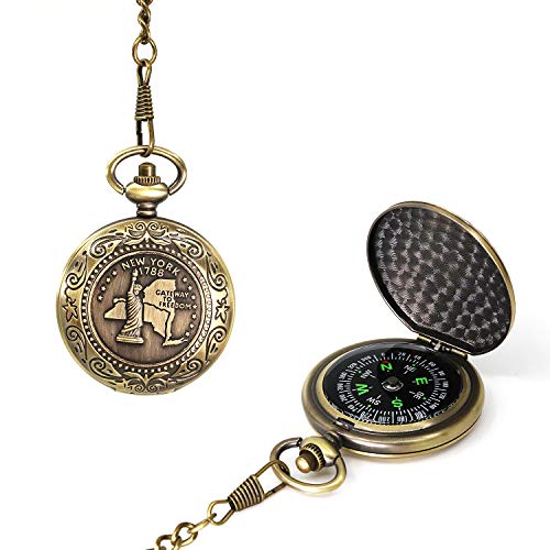 VTEAS Classic Collection Antiqued Finish Compass with Chain | Premium Pocket Compass | Survival Gear Compass for Kids Hiking, Camping, Motoring, Backpacking, Outdoor Activities (Copper) - Image 1