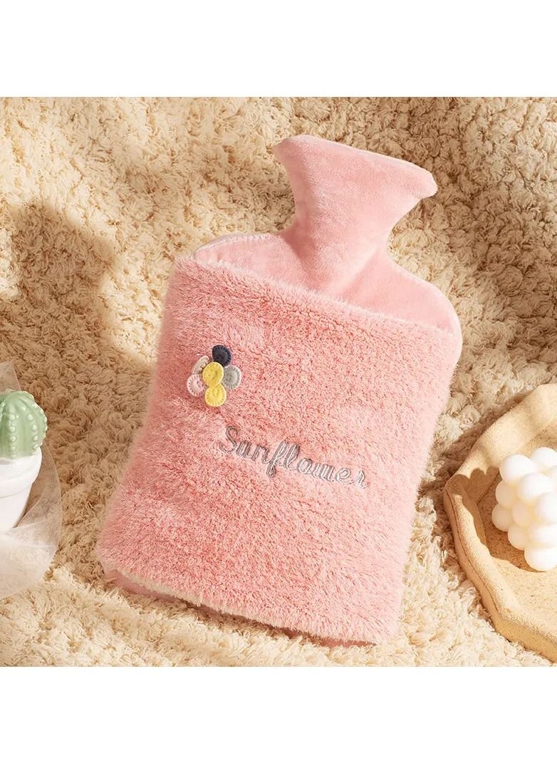 Sunflower - Hot Water Bottle with Soft Hand Pocket Cover Soft Plush Hand Waist Warmer Cover 1.8L Large Capacity Hot Water Bag for Pain Relief Neck & Shoulders Feet Warmer, Menstrual Cramps, Hot & Cold - Image 1
