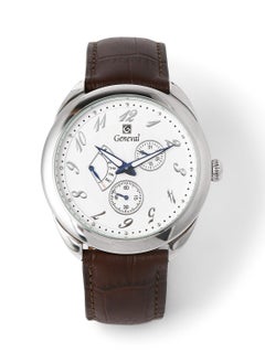 GENEVAL Leather Strap Analog Wrist Watch GL1513WWO - 44mm - Brown  - Image 1