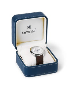GENEVAL Leather Strap Analog Wrist Watch GL1513WWO - 44mm - Brown  - Image 5