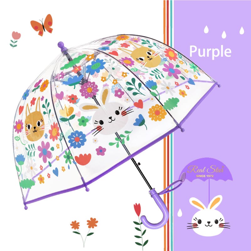 RONIARE Kids Clear Umbrellas for Rain Dome Bubble Umbrella Windproof for Kids Boys and Girls (Rabbit) - Image 2