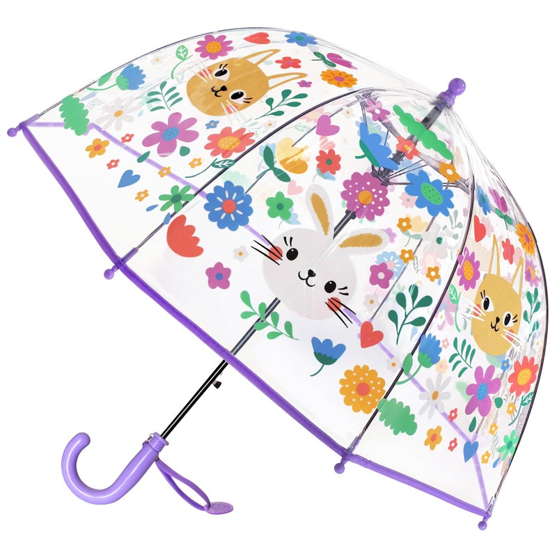 RONIARE Kids Clear Umbrellas for Rain Dome Bubble Umbrella Windproof for Kids Boys and Girls (Rabbit) - Image 1