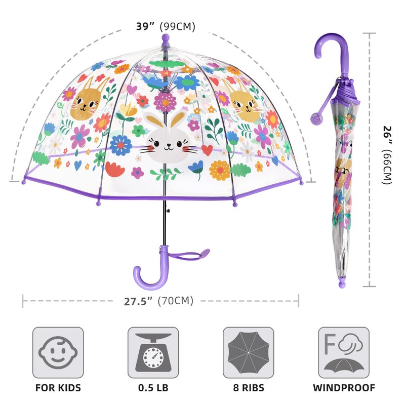 RONIARE Kids Clear Umbrellas for Rain Dome Bubble Umbrella Windproof for Kids Boys and Girls (Rabbit) - Image 5