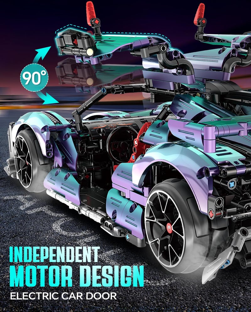 BAV Super Plated Sports Car Building Kits, Adult Collectible Model and Race Engineering Toy Set, 1:10 Scale Electric Driftable Remote Control Sports Car for Adults Men Teens - Image 4