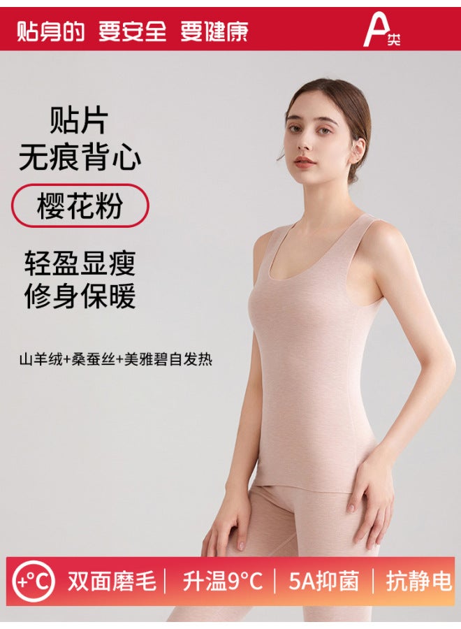 Autumn And Winter Thermal Velvet Protective Warm Vest For Men And Women, Seamless Heated Base Layer Vest, Fleece-lined And Thickened Underwear, Can Be Worn Outside