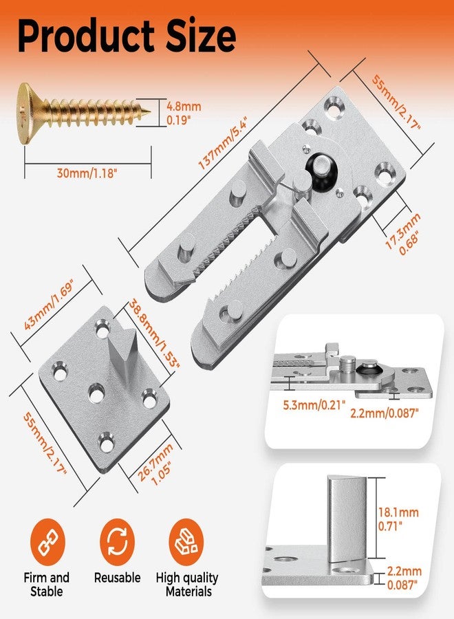 UPVONT Sectional Couch Connectors, Thickened Interlocking Alligator Couch Clips to Keep Sectional Couch Together (4 Pack+40 Screws) - Image 4