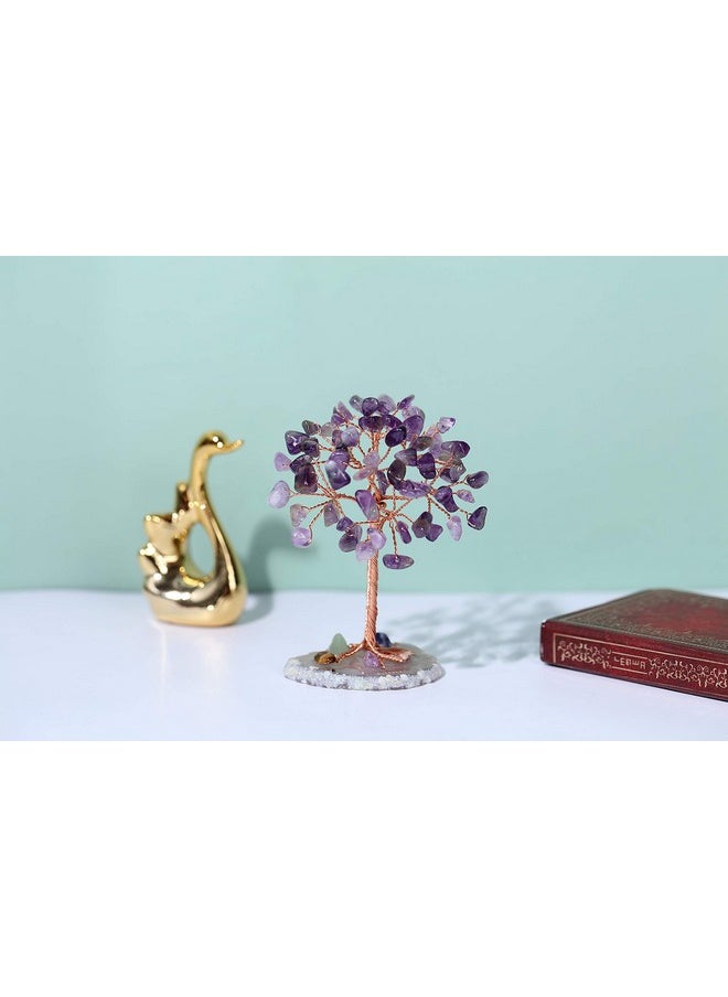 Jovivi Jovivi Natural Purple Amethyst Crystal Tree on Agate Slice Base Healing Stones Gem Money Tree for Home Office Table Decorations  - Image 2