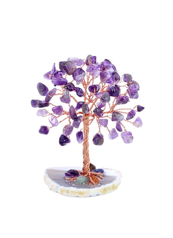 Jovivi Jovivi Natural Purple Amethyst Crystal Tree on Agate Slice Base Healing Stones Gem Money Tree for Home Office Table Decorations  - Image 1
