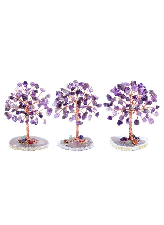 Jovivi Jovivi Natural Purple Amethyst Crystal Tree on Agate Slice Base Healing Stones Gem Money Tree for Home Office Table Decorations  - Image 3