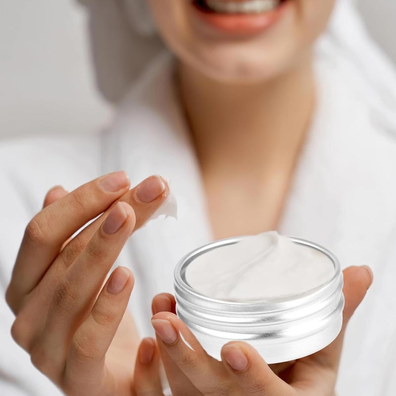 WLLHYF 6 Pack 0.5 oz Metal Round Aluminum Tin Jar Containers with Screw Lid Leak Mini Proof Refillable Bottle Salve Tins Lip Balm Lotion Spice Cream Box for Cosmetic(silver - Image 4