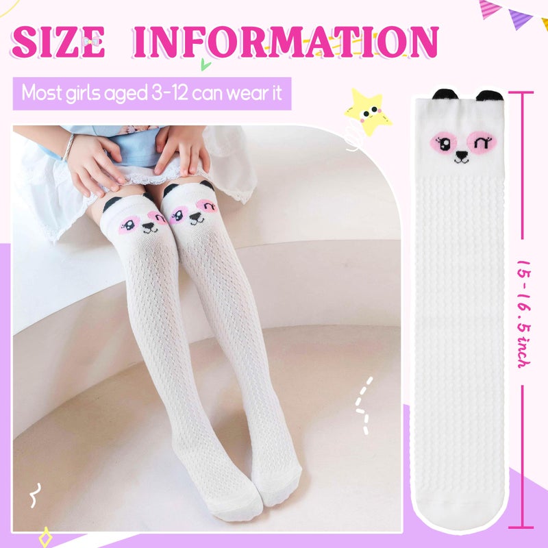 Eocom Girls Knee High Socks Kids Crazy Fun Gift Silly Tall Boot Cute Animal Cotton Long Socks 6 Pairs(Solid Cartoon, 3-12 Years) - Image 5