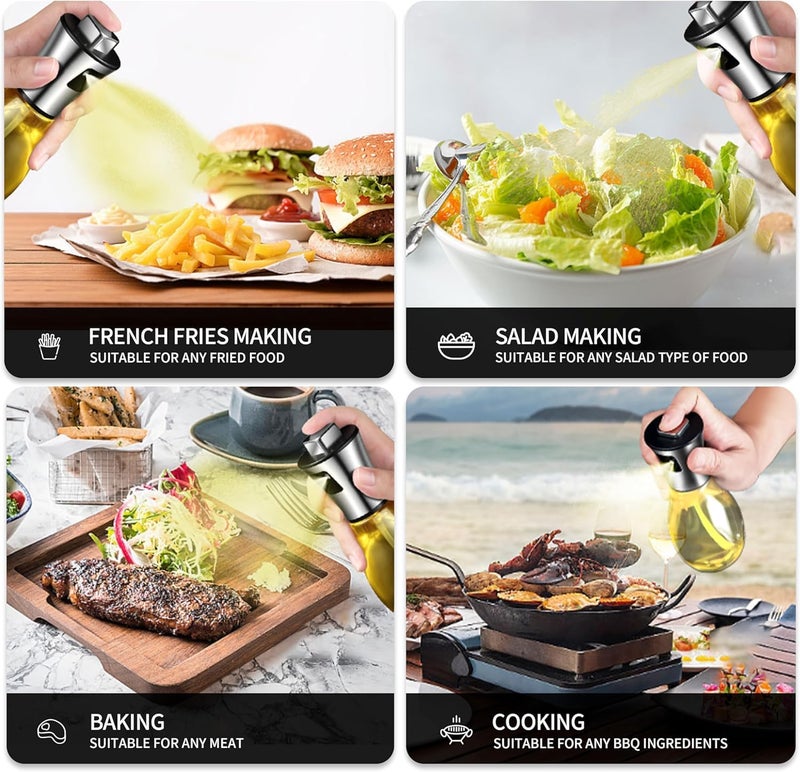 NIYANETAIL Olive Oil Sprayer for Cooking - 200ml Stainless Steel & Glass Spray Bottle | Portable BBQ Oil Dispenser for Kitchen, Air Fryer, Salad, Baking, and Grilling | Durable Leak-Proof Design - Image 4