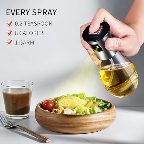 NIYANETAIL Olive Oil Sprayer for Cooking - 200ml Stainless Steel & Glass Spray Bottle | Portable BBQ Oil Dispenser for Kitchen, Air Fryer, Salad, Baking, and Grilling | Durable Leak-Proof Design - Image 2