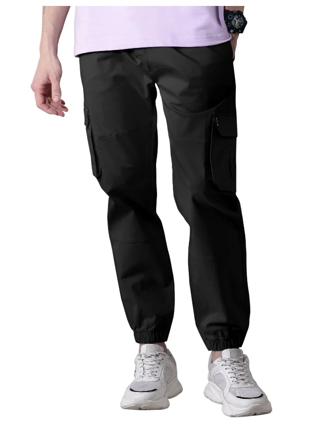 Beyoung Black Heavy Gauge Cargo Joggers