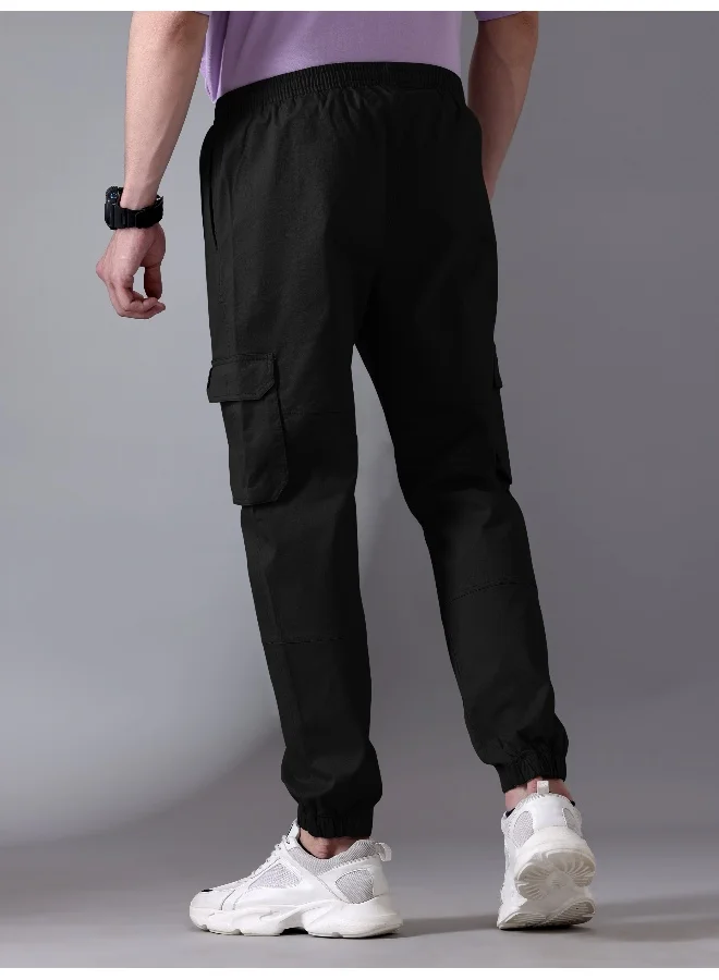 Beyoung Black Heavy Gauge Cargo Joggers