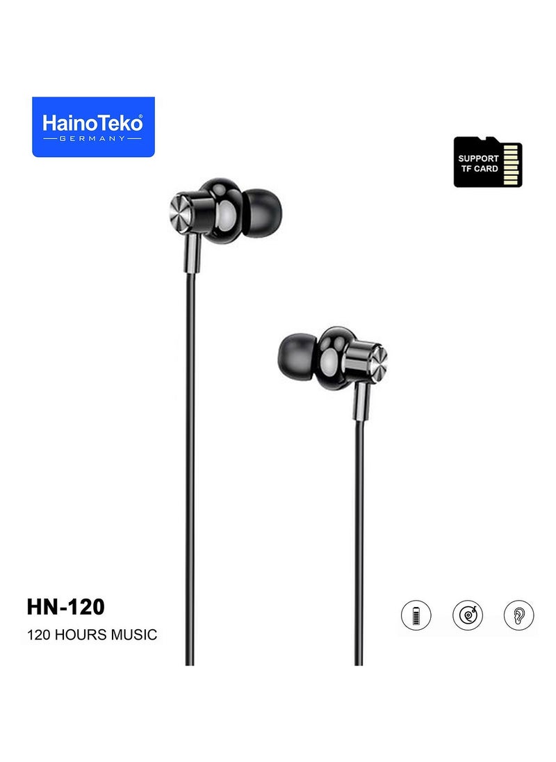 HainoTeko Haino Teko Germany HN120 Bluetooth Neck Band 120 Hours Music With High Bass Sound Quality Super Clear Mic and TF Card Support  Black  - Image 2