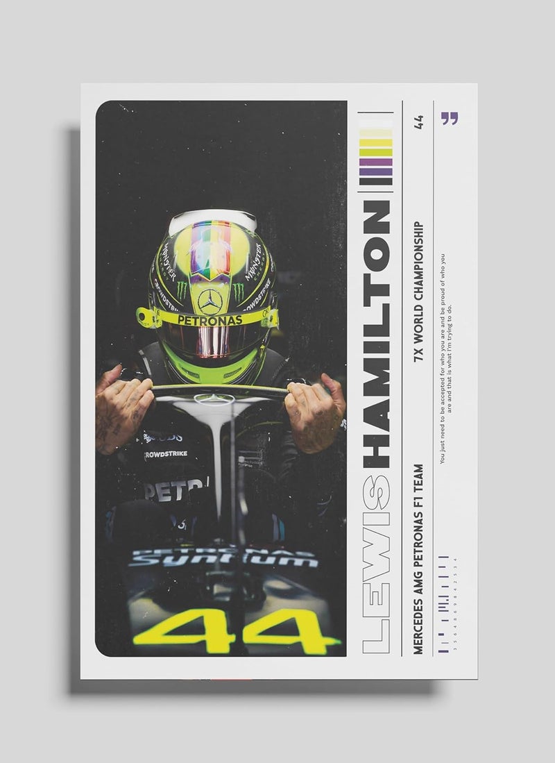PodiumPe Lewis Hamilton Mercedes F1 Graphic Poster Formula 1 Racer A3300GSM Glossy No Frame
