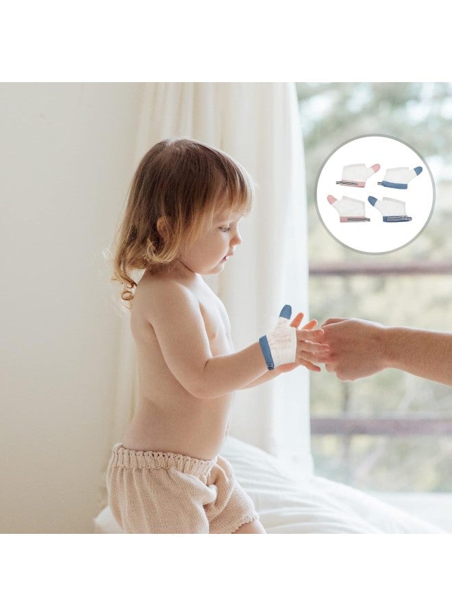 klarako 2 Pairs Baby Thumb Sucking Stop Finger Guard Kids Stop Thumb Sucking Glove No Scratch Breathable Finger Thumb Protector with Wrist Band for Toddlers M White  - Image 3