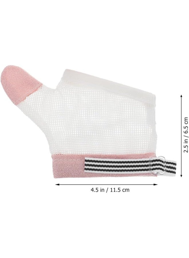 klarako 2 Pairs Baby Thumb Sucking Stop Finger Guard Kids Stop Thumb Sucking Glove No Scratch Breathable Finger Thumb Protector with Wrist Band for Toddlers M White  - Image 4