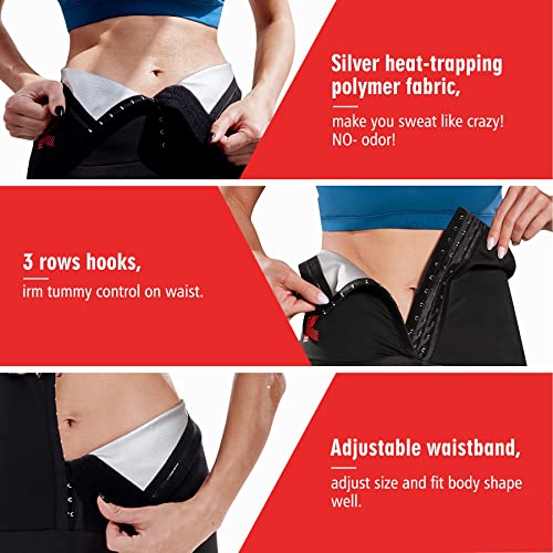 KUMAYES Sauna Leggings for Women Sweat Pants High Waist Compression Slimming Hot Thermo Workout Training Capris Body Shaper (Black, XX-Large) - Image 4
